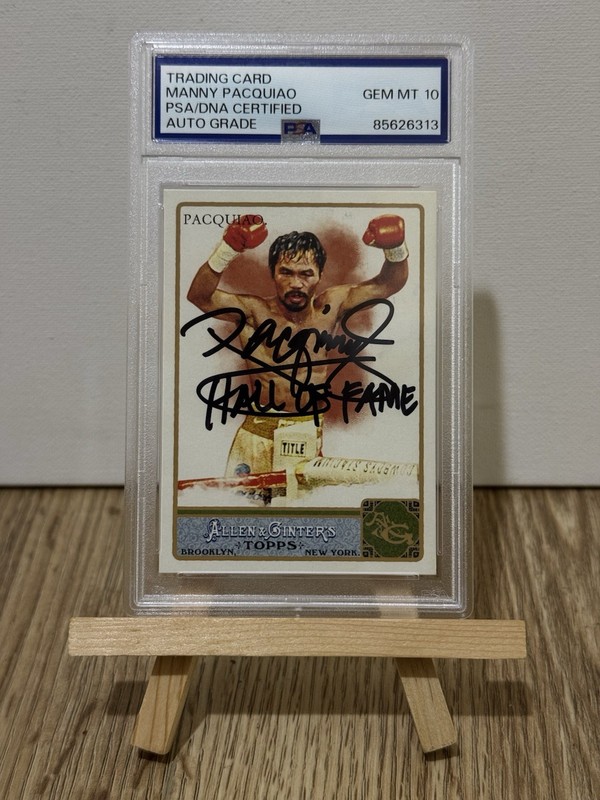 2011 TOPPS ALLEN GINTER MANNY PACQUIAO AUTO SIGNED 262 HALL OF FAME INSCRIBE PSA