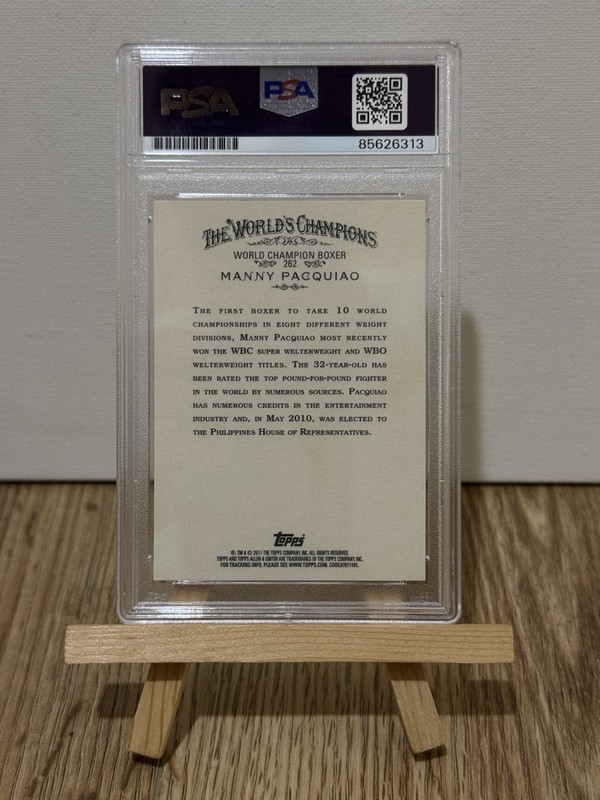 2011 TOPPS ALLEN GINTER MANNY PACQUIAO AUTO SIGNED 262 HALL OF FAME INSCRIBE PSA view 2