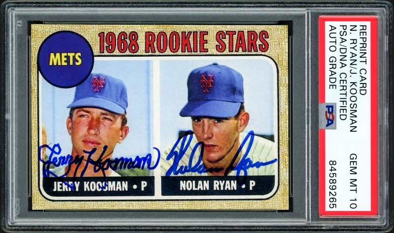 Nolan Ryan & Jerry Koosman Signed 1968 Topps RC RP Card #177 Mets Auto 10