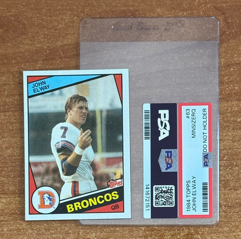 vintage PSA MINSIZERQ 1984 TOPPS JOHN ELWAY ROOKIE RC #63 NFL FOOTBALL CARD