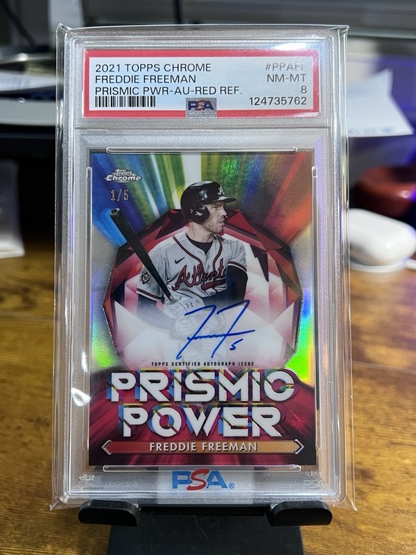 2021 Topps Chrome - Prismic Power Autographs Freddie Freeman #PPA-FF Red /5