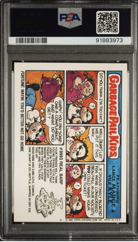 1986 Garbage Pail Kids 224a Monte Zuma PSA 10 Pop 25 OS6 Series 6 My Last One view 2