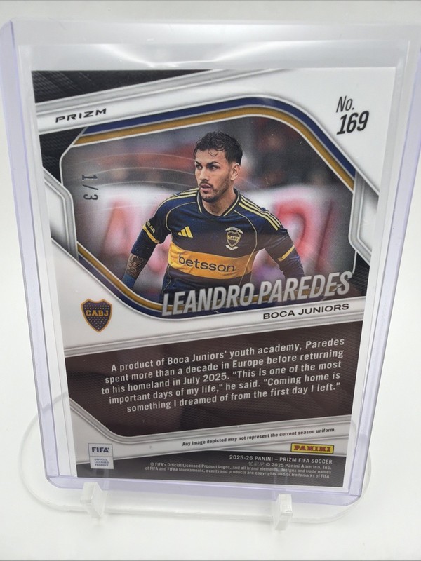 2025-26 Panini Prizm - Leandro Paredes Gold Shimer /3 # Argentina #bocajr. view 2