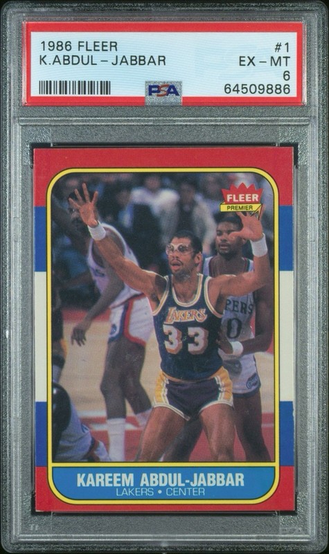 Fleer 1986-87 Kareem Abdul-Jabbar #1 PSA 6 Los Angeles Lakers Card
