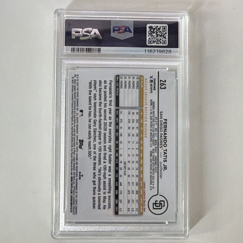 2024 Topps Chrome Logofractor Blue Refractor Fernando Tatis Jr. #263 /150 PSA 10 view 2