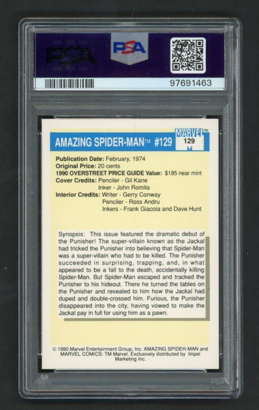 1990 Impel Marvel Universe Amazing Spider-man PSA 9 Mint #129 view 2