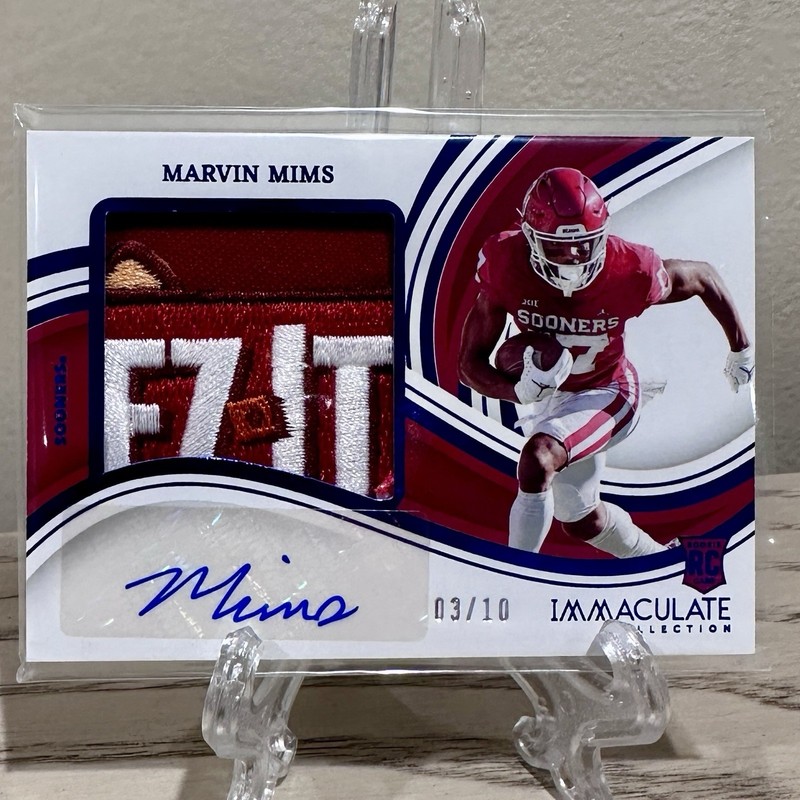 2023 Immaculate #PPRA-MAM Marvin Mims Rookie Patch Auto RPA Cheez-It Bowl /10