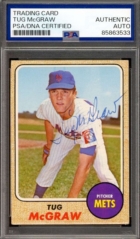 Tug McGraw PSA DNA Vintage Signed 1968 Topps Autograph Mets