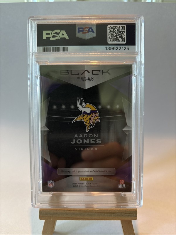 2025 Panini Black Football Aaron Jones Night Lights /25 Silver Auto SSP PSA view 2