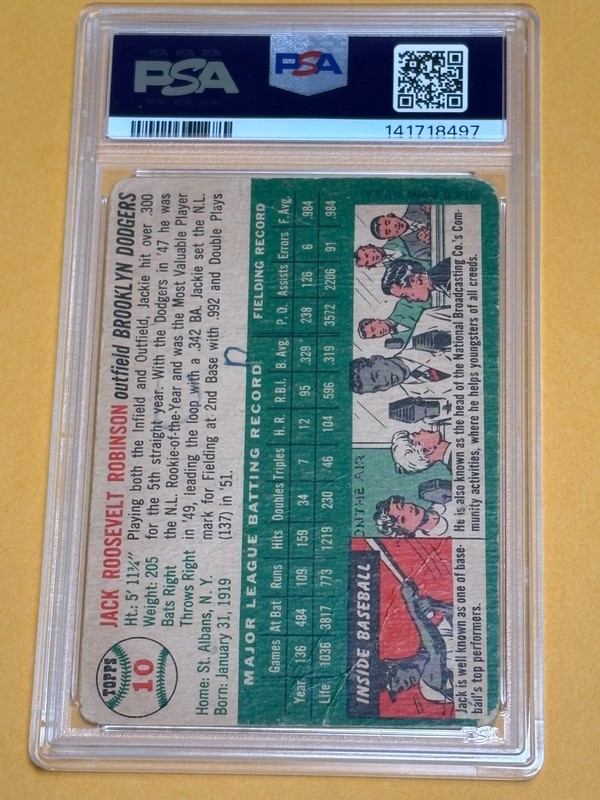 1954 Topps Jackie Robinson #10 PSA 1  (MK) Poor view 2