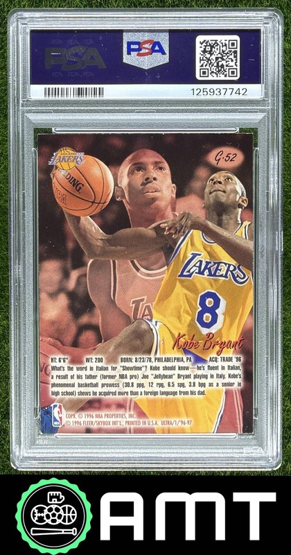 Kobe Bryant RC PSA 5 1996 Fleer Ultra Gold Medallion Lakers 7742 view 2