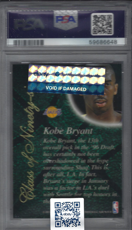 1996 FLAIR SHOWCASE CLASS OF '96 #4 KOBE BRYANT PSA 9 view 2