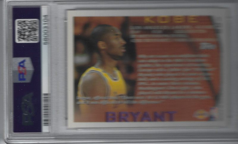 1996 TOPPS #138 KOBE BRYANT RC PSA 9 view 2