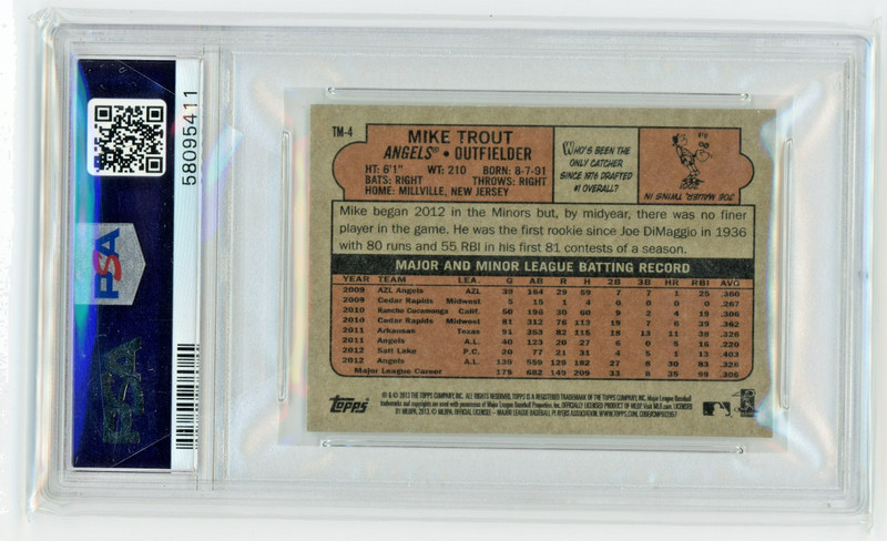 2013 Mike Trout Topps #TM-4 1972 Topps Mini Gem Mint PSA 10 view 2