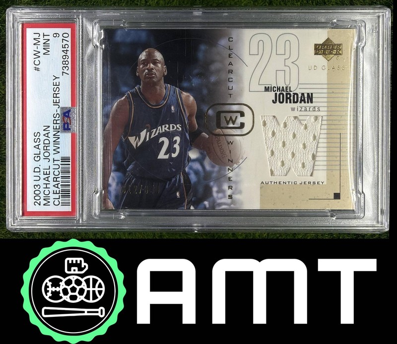 Michael Jordan PSA 9 2003-04 UD Glass Clear Cut Winners Jersey Wizards 312/350