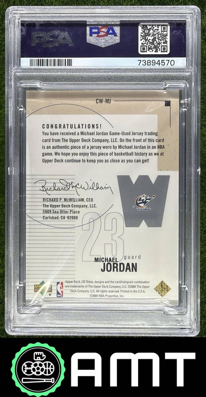 Michael Jordan PSA 9 2003-04 UD Glass Clear Cut Winners Jersey Wizards 312/350 view 2
