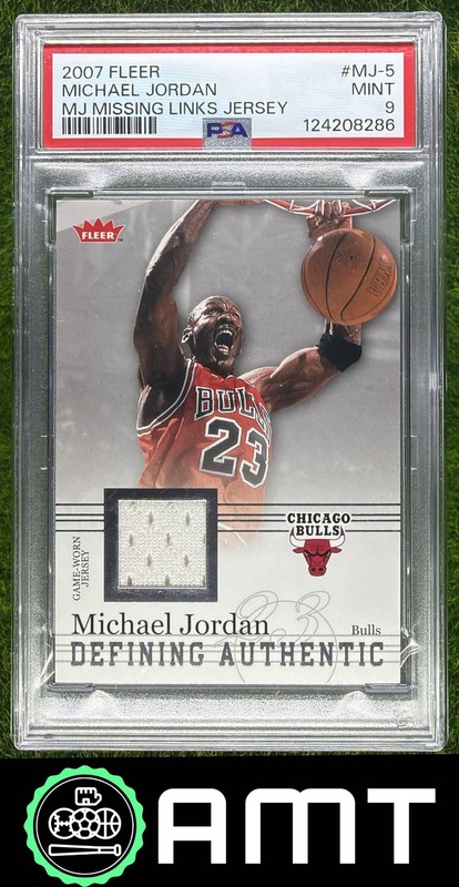 Michael Jordan Jersey PSA 9 2007-08 Fleer Missing Links Chicago Bulls #MJ-5 8286