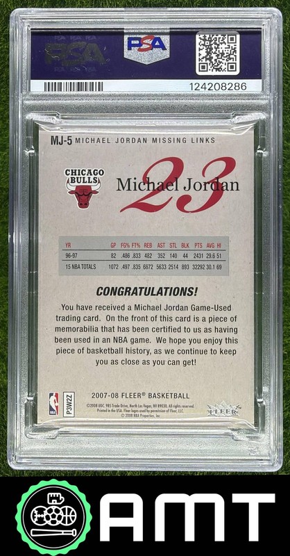 Michael Jordan Jersey PSA 9 2007-08 Fleer Missing Links Chicago Bulls #MJ-5 8286 view 2