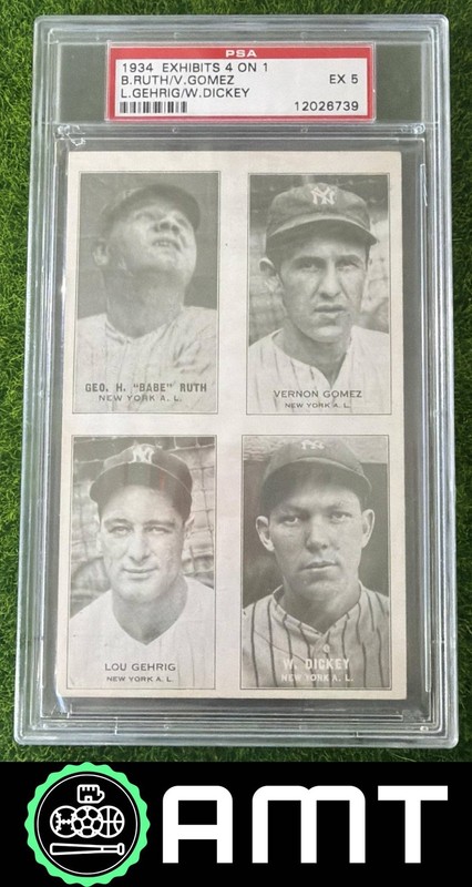 Babe Ruth PSA 5 1934 Exhibits 4 on 1 Lou Gehrig Lefty Gomez Bill Dickey 6739