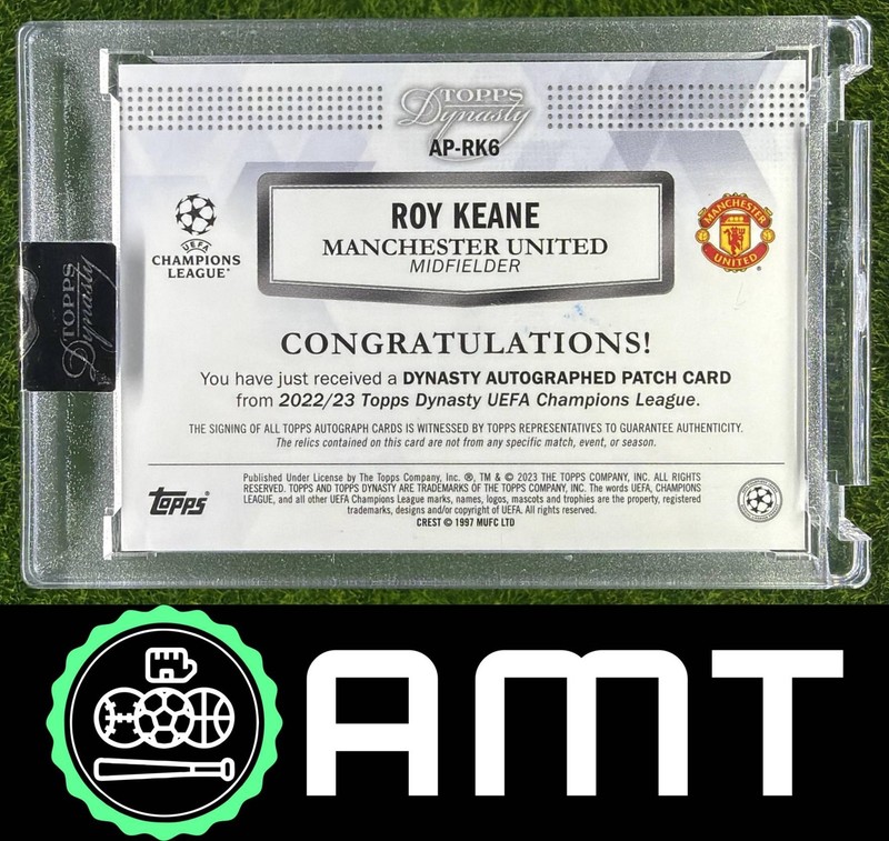 Roy Keane Patch Auto 2022-23 Topps Dynasty UEFA Champions League 2/5 Black Man U view 2