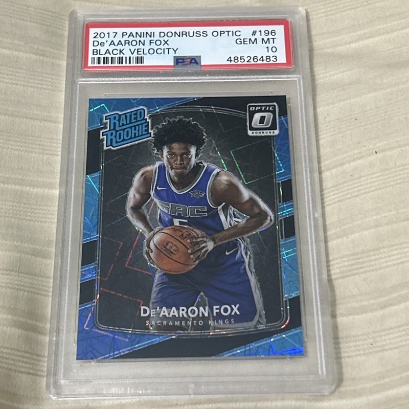 PSA 10 2017-18 Donruss Optic De'Aaron Fox BLACK VELOCITY RC Spurs /39 Pop 7