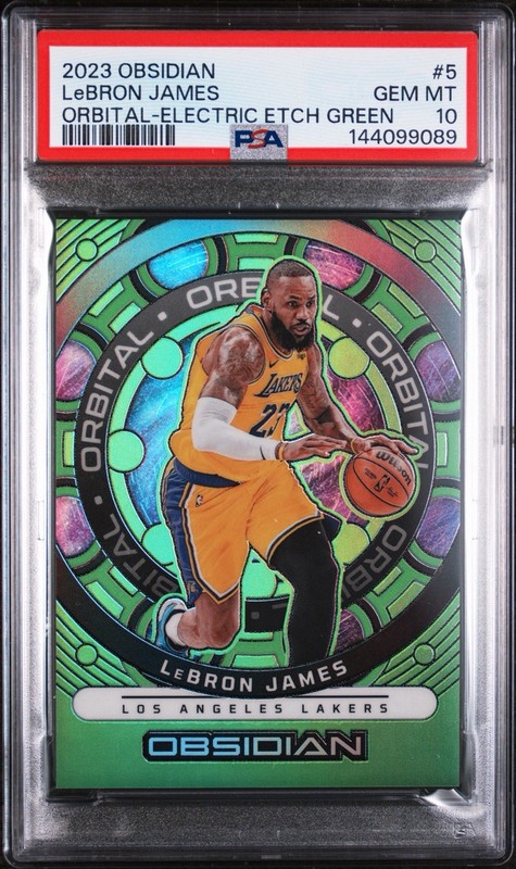 2023 Panini Obsidian Orbital Electric Etch Green Lebron James /25 PSA 10 POP 1