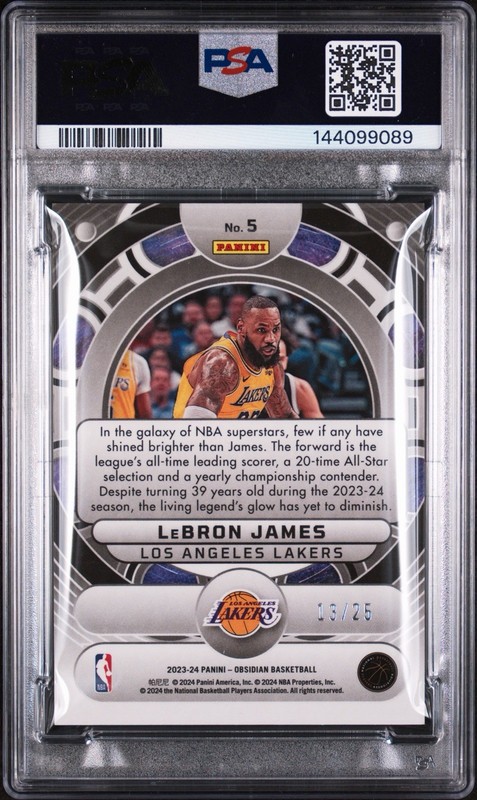 2023 Panini Obsidian Orbital Electric Etch Green Lebron James /25 PSA 10 POP 1 view 2