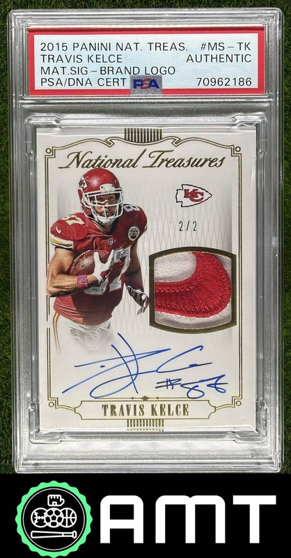 Travis Kelce Patch Auto PSA 2015 Panini National Treasures 2/2 Swoosh Logo