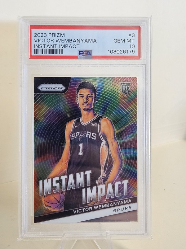 2023-24 Panini Prizm VICTOR WEMBANYAMA Instant Impact Rookie card #3 PSA 10
