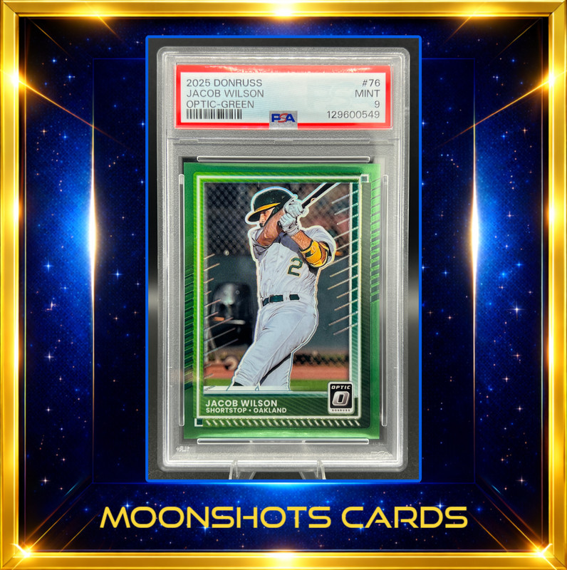 2025 Optic Jacob Wilson /5 Green SSP PSA 9 POP 1 - Athletics