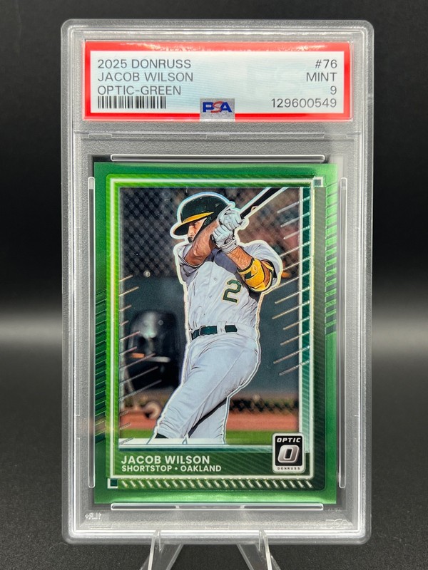 2025 Optic Jacob Wilson /5 Green SSP PSA 9 POP 1 - Athletics view 2