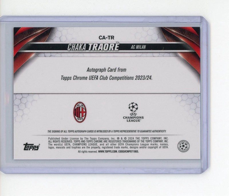2023-24 TOPPS CHROME SAPPHIRE UEFA CLUB COMPETITION AUTO CHAKA TRAORE view 2