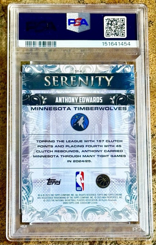 2025 Topps Chrome Basketball #SY-4 Anthony Edwards Serenity PSA 9 MINT view 2