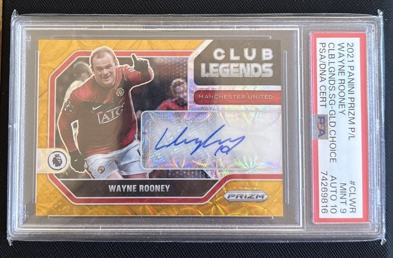 2021 Panini Prizm Premier League Wayne Rooney Club Legends Auto Gold /5 PSA 9/10