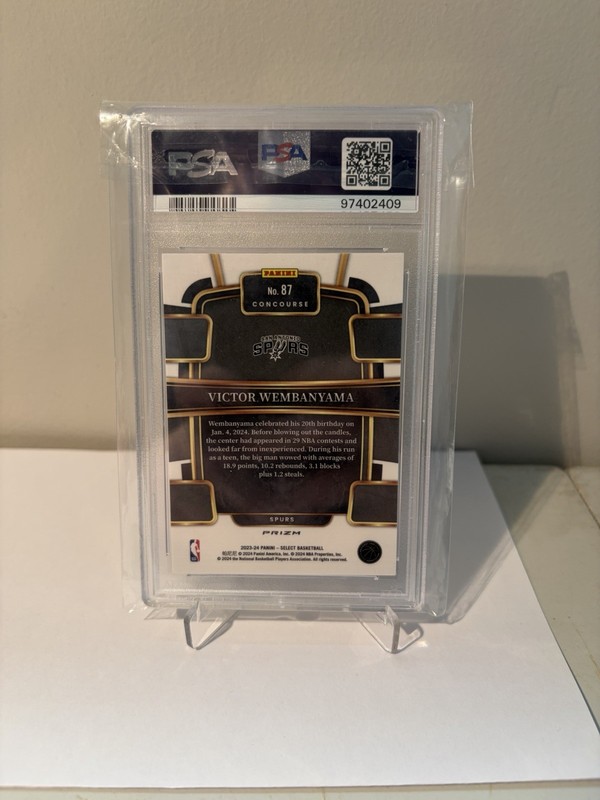 2023 Panini Select Victor Wembanyama Blue Prizm #87 RC PSA 9 view 2