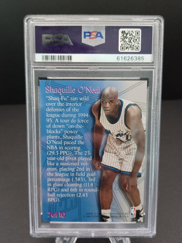 Shaquille O'Neal 1995 Fleer Metal Steel Tower Shaq Insert Card #7 -PSA 9 view 2
