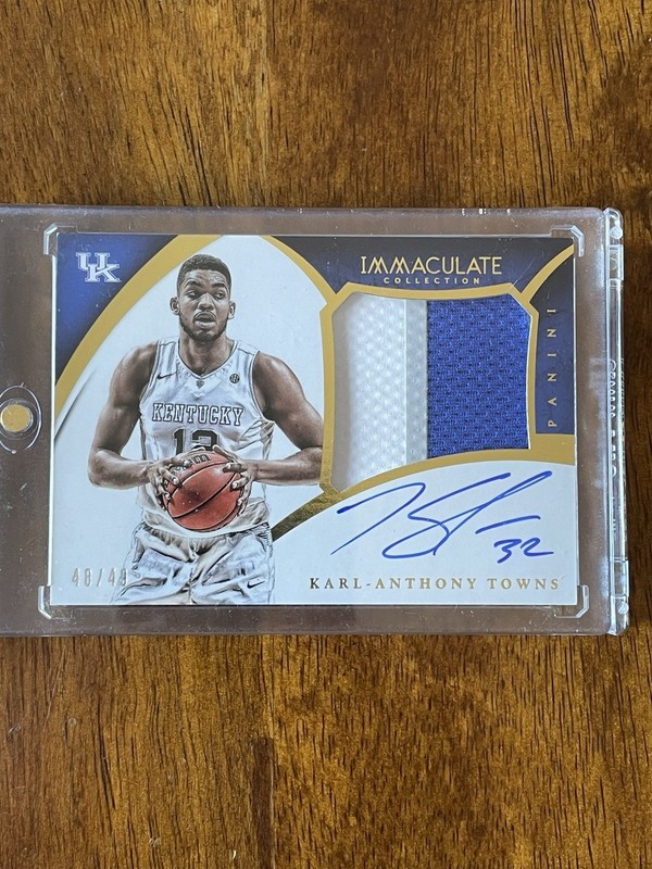 2015 Immaculate Karl-Anthony Towns Patch Auto 48/49 Player Worn Kentucky Knicks