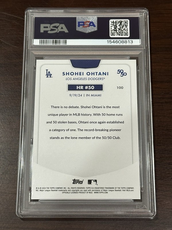 2024 Topps Shohei Ohtani 50/50 Iconic HR #50 Card #100 PSA 7 NM Dodgers view 2