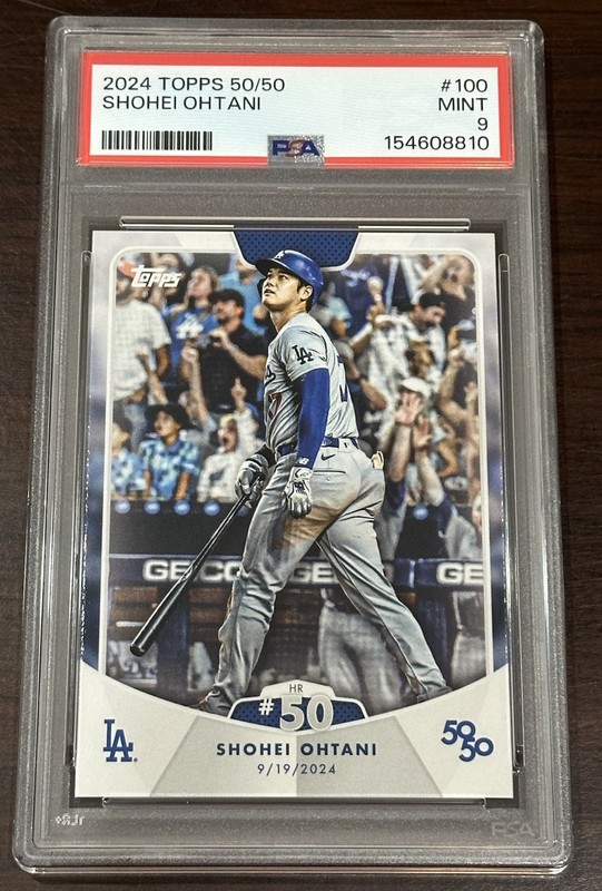 2024 Topps Shohei Ohtani 50/50 Iconic HR #50 Card #100 PSA 9 Mint Dodgers view 1
