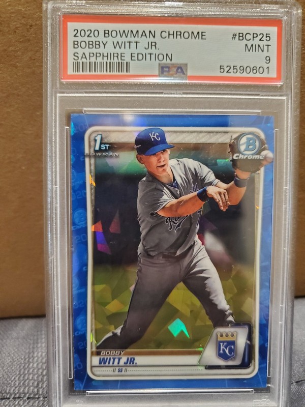 Topps 2020 Bowman Chrome Sapphire Bobby Witt Jr. #BCP-25 PSA 9 Royals