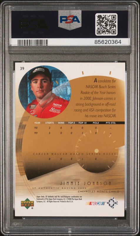 2000 Jimmie Johnson RC PSA 10 NASCAR 7 Time Champion Rookie view 2