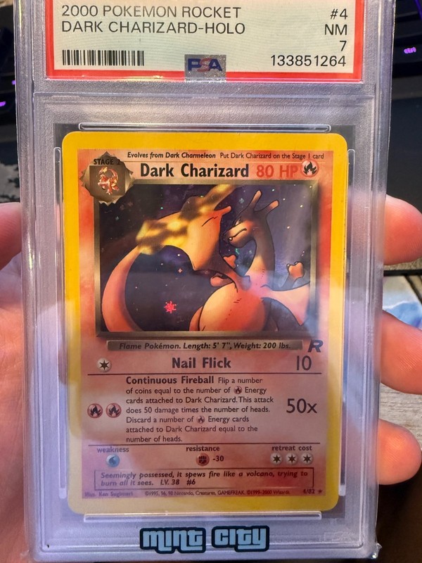 2000 POKEMON ROCKET #4 DARK CHARIZARD HOLO PSA 7