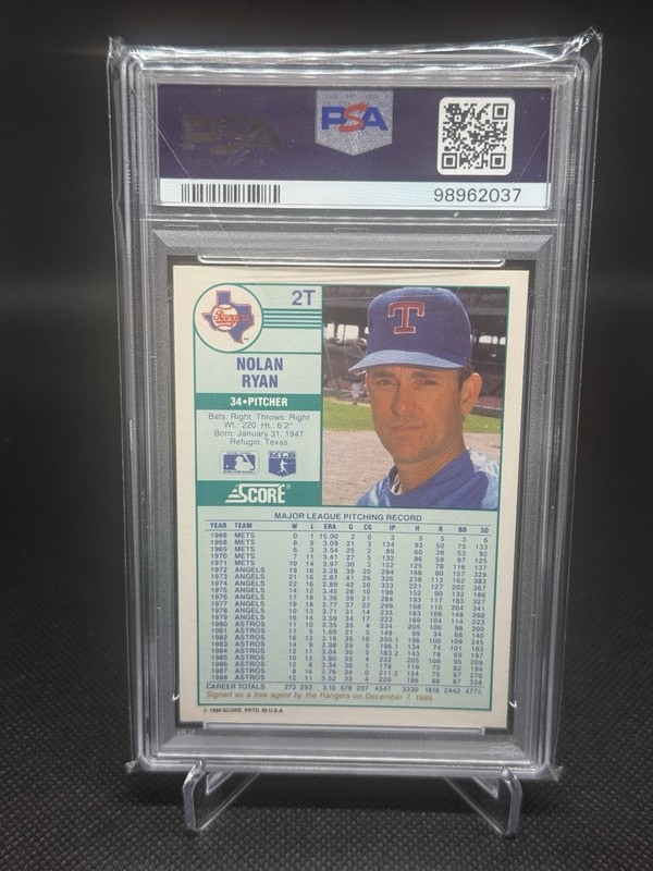1989 Score Rookie & Traded - Nolan Ryan #2T PSA 10 view 2
