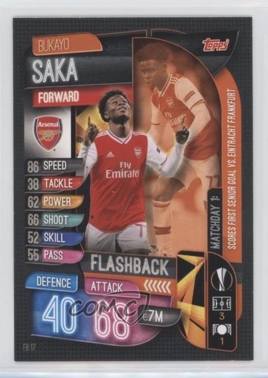 2019-20 Topps Flashback Bukayo Saka #FB17 Rookie RC u1x