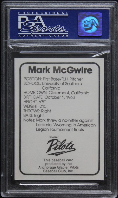 1982 ANCHORAGE GLACIER PILOTS MARK MCGWIRE PRE ROOKIE RC PSA 8 NM-MT view 2