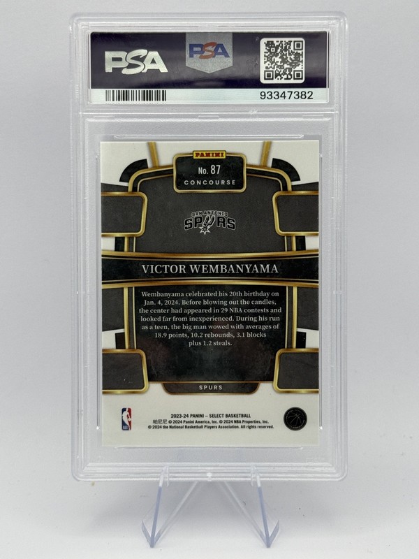 Panini Select 2023-24 Victor Wembanyama #87 Silver Prizm RC PSA 10 view 2