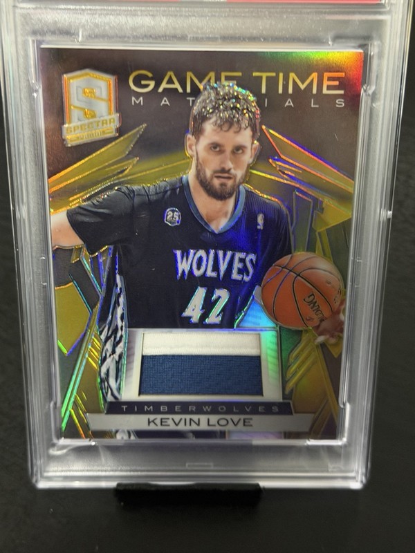 Kevin Love—2013 Spectra—GameTime—GAME WORN PATCH—GOLD—SSP—/10—PSA 8—POP 1—ONLY 1 view 2