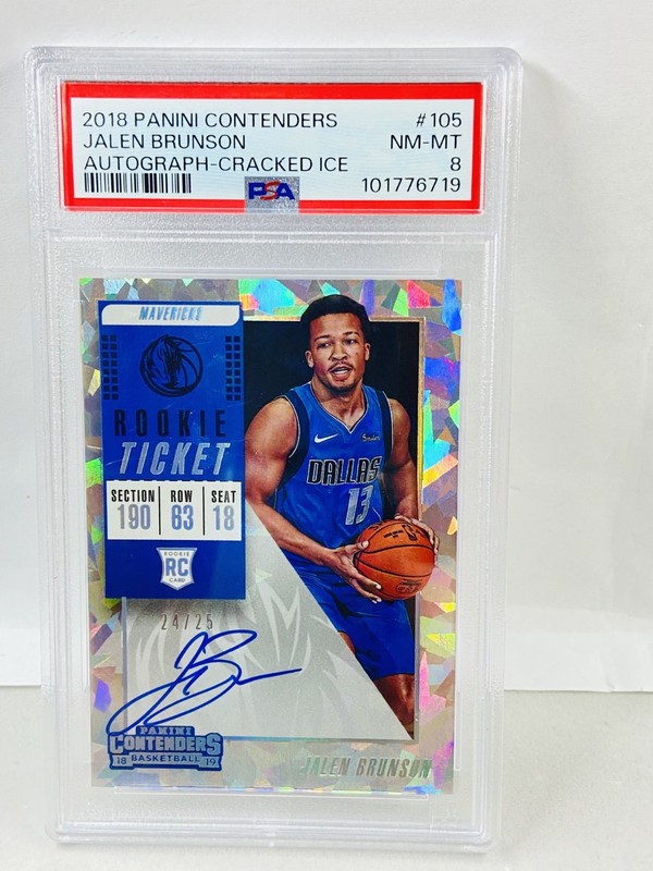 2018 Panini Contenders Jalen Brunson Rookie Ticket Auto Cracked Ice #24/25 PSA 8