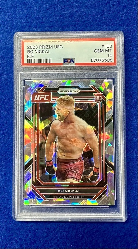 2023 Prizm UFC Bo Nickal #103 (RC) Rookie Cracked Ice PSA 10 GEM 🔥