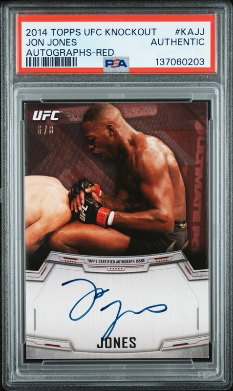 2014 Topps UFC Knockout Jon "Bones" Jones Autograph Red Auto /8 PSA Authentic